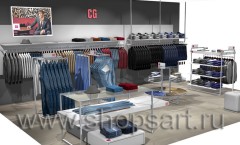 Дизайн интерьера 1 магазина мужской одежды CG Сургут торговое оборудование МИНИМАЛИЗМ